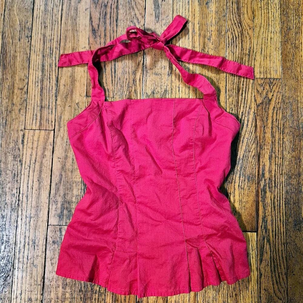 Hollister red smocked halter top
